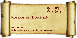 Korponai Dominik névjegykártya